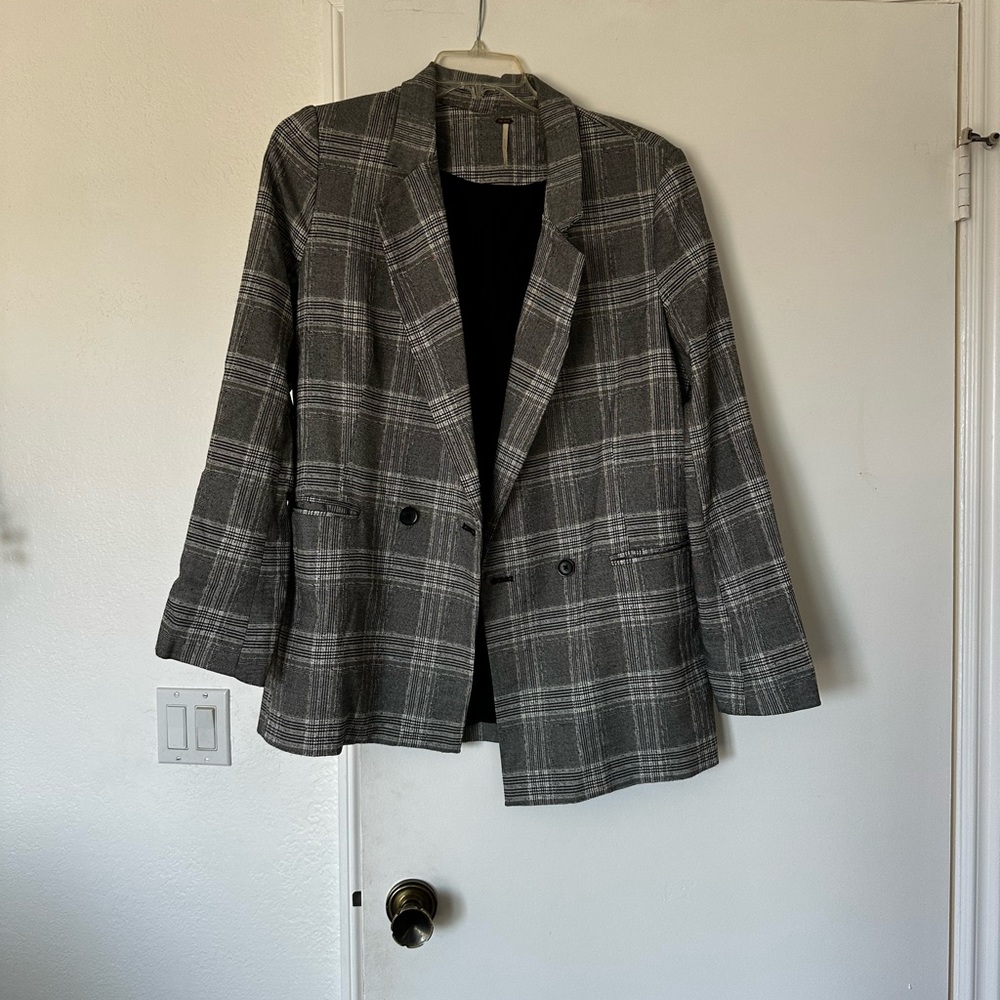 Free People Plaid Blazer